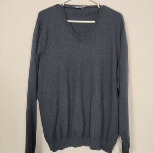 Splash Men's Sweater Size XL Navy Wool V Neck Business Casual Old Money Timeless